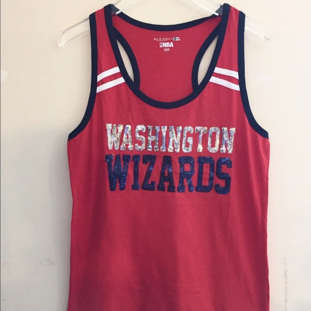 New 5th & Ocean New Era NBA Washington Wizards Women Tank Red Sequin L